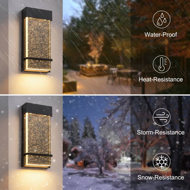 1-Light Crystal Outdoor Integrated LED Bulbble Glass Wall Sconce