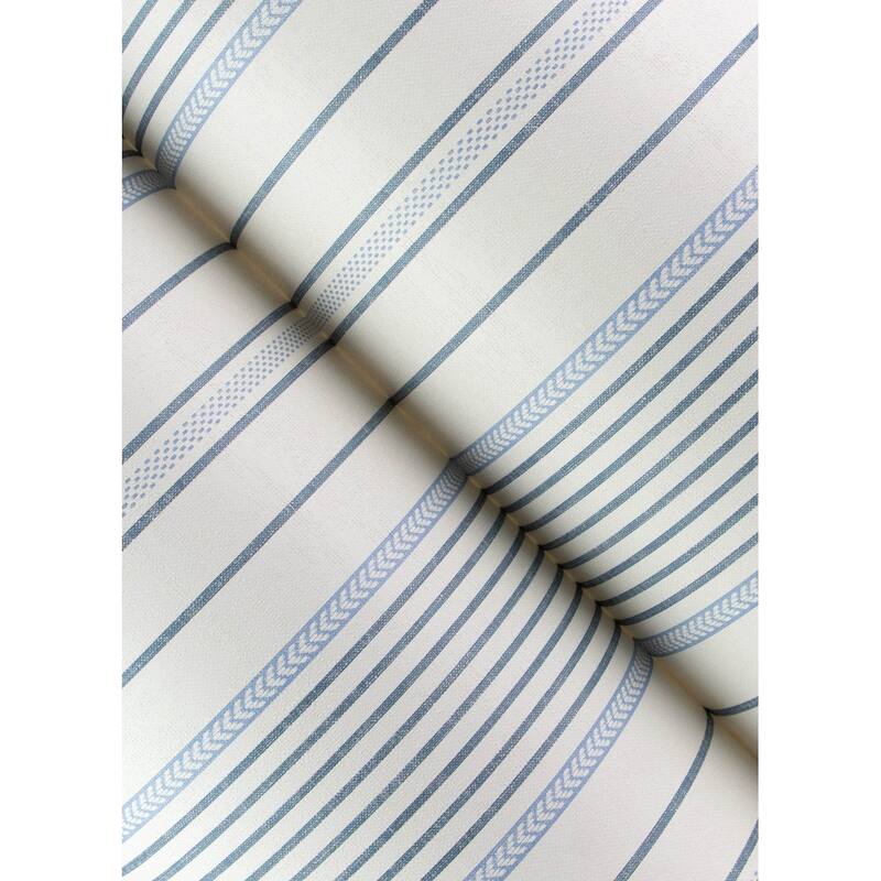 A-Street Prints Navarres Stripe Blue Faux Linen Wallpaper