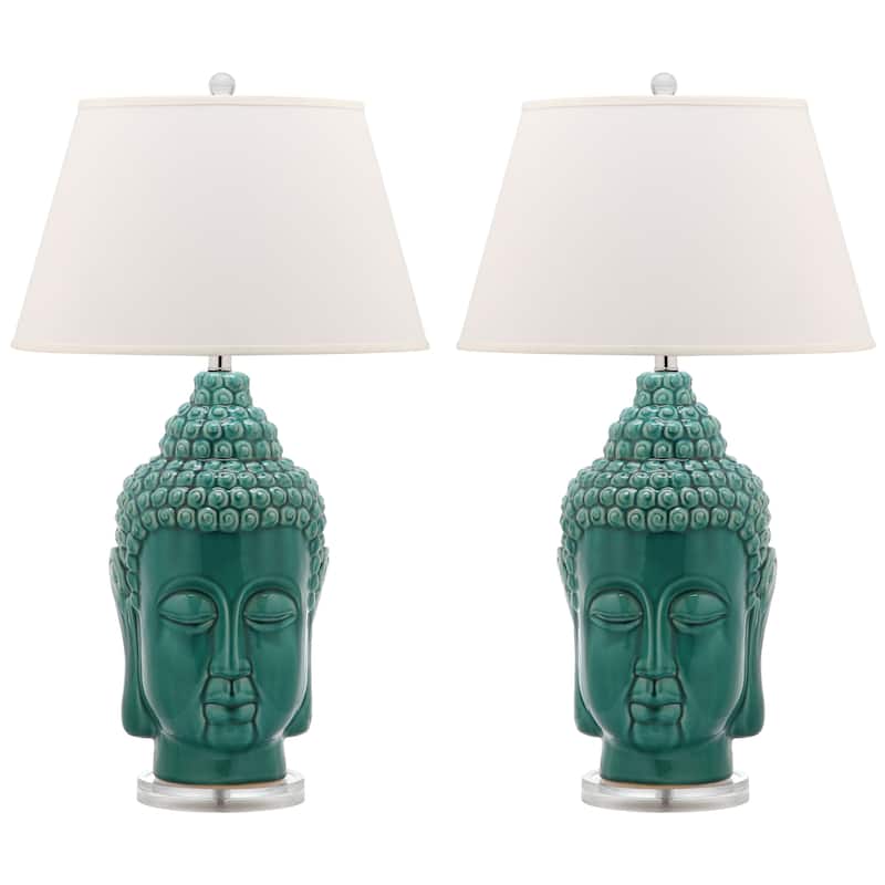 SAFAVIEH Lighting Michaela 31-inch Teal Buddha Lamp (Set of 2) - 18Wx18Dx31H