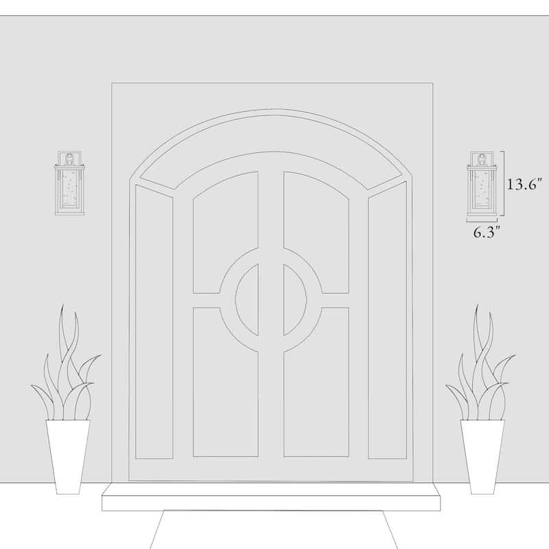 Modern 1-Light Outdoor Wall Sconces Black Gold Lantern Porch Patio Lamps - W 6.3"xD 7.9"xH 13.6"