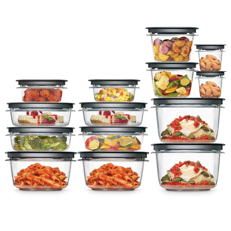 28-Piece Food Storage Containers with Snap Bases for Easy Organization and Lids for Lunch, Meal Prep, and Leftovers - Clear