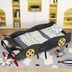 preview thumbnail 1 of 10, Twin/ Full Size Race Car-Shaped Bed Frame with Wheels and Storage, Wooden Platform Bed Frame for Kids, Teens Black - Twin