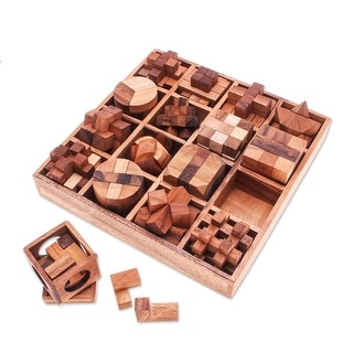 Novica Handmade Logical Challenges Wood Puzzle Set (Set Of 16