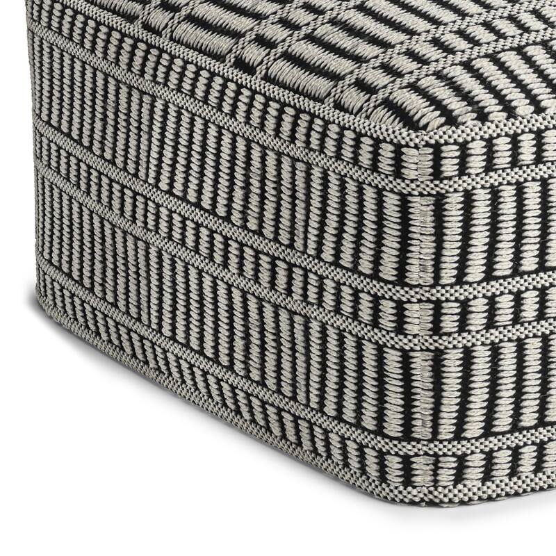 WYNDENHALL Wonda Square Woven Pouf in Recycled PET Polyester & Assembled