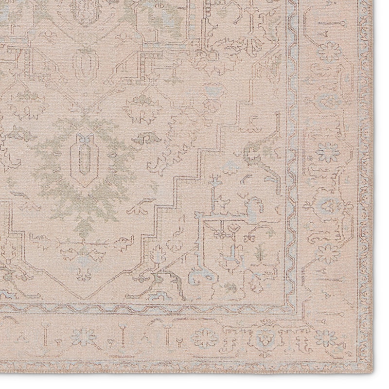 Kalina Machine Washable Medallion Beige/Light Blue Rug