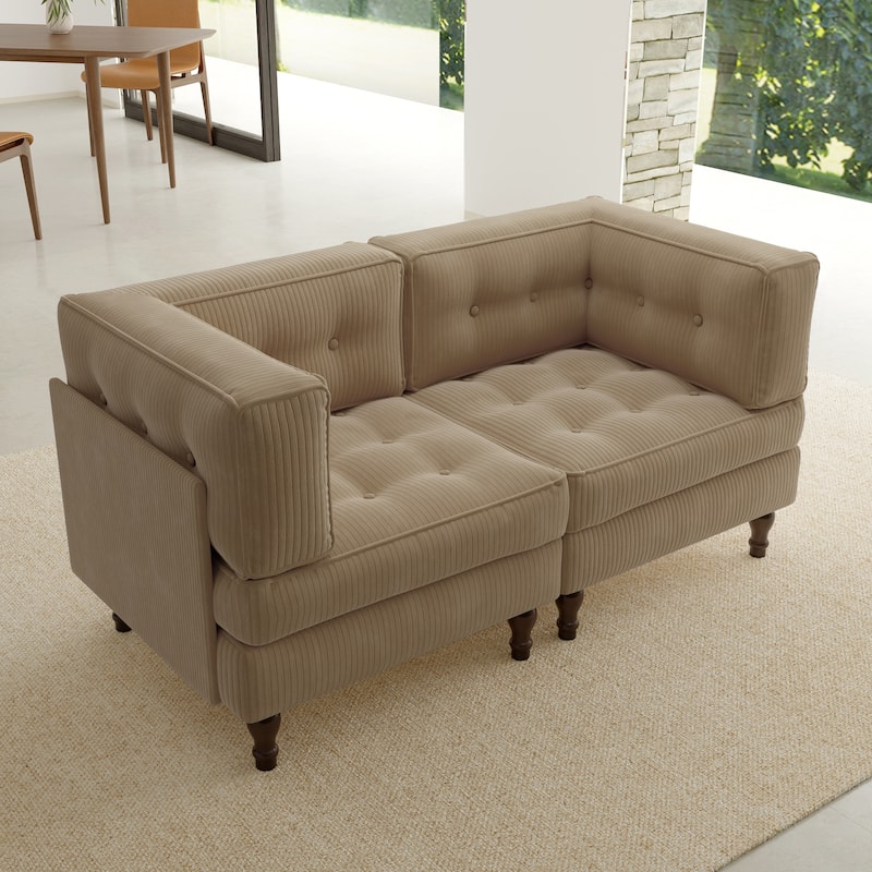 Oversized Sofa Corduroy Tufted Modular Sectional Set
