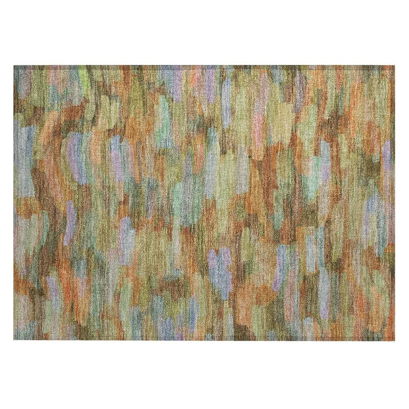 Machine Washable Indoor/ Outdoor Abstract Rock Chantille Rug