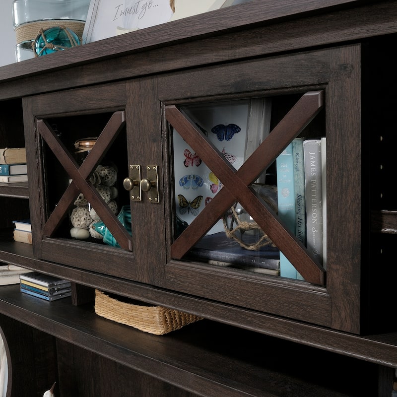 Wood Hutch with Adjustable Shelves, Brown - 64.57" W x 13.19" D x 40.04" H