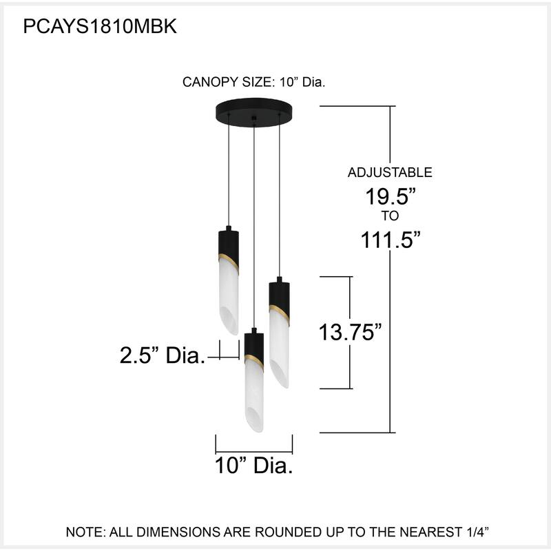 Alys 3-Light Integrated LED Matte Black Pendant