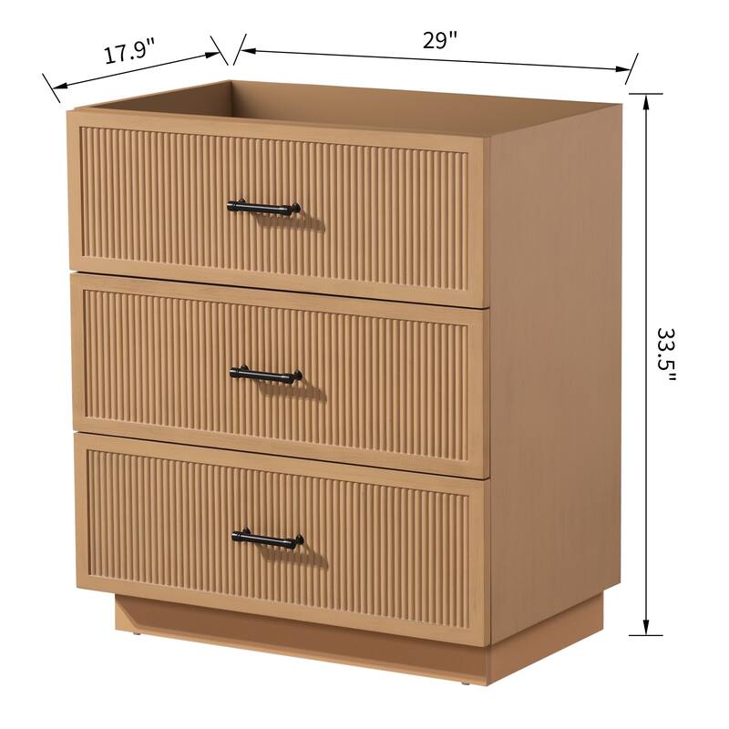 Modern Wall-Mounted Bathroom Sink Vanity, Durable MDF Board with Convenient Storage - 29in L