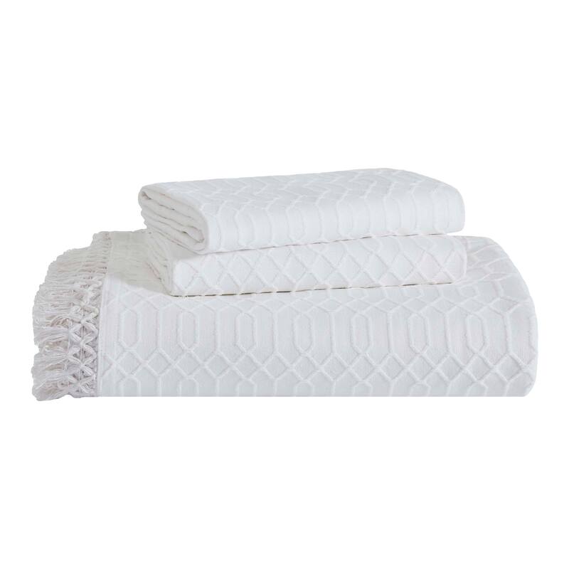 Superior Remi Jacquard Geometric Fringe Cotton Blend Bedspread Set