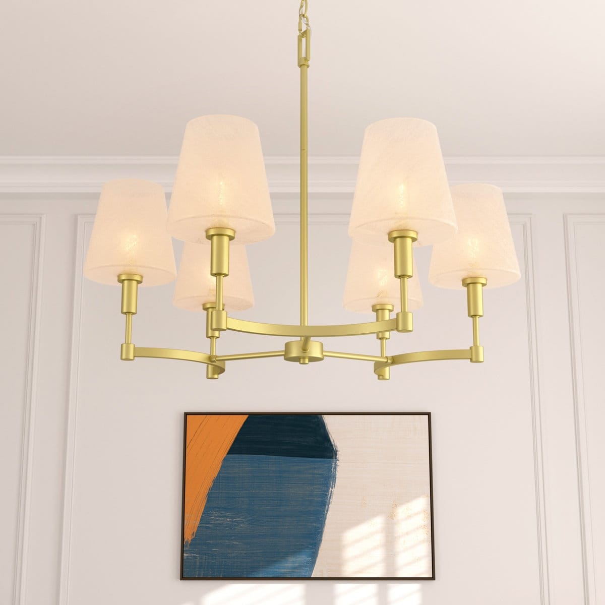 Acroma 6-Light Gold Steel & Glass Dimmable Classic / Traditional Chandelier