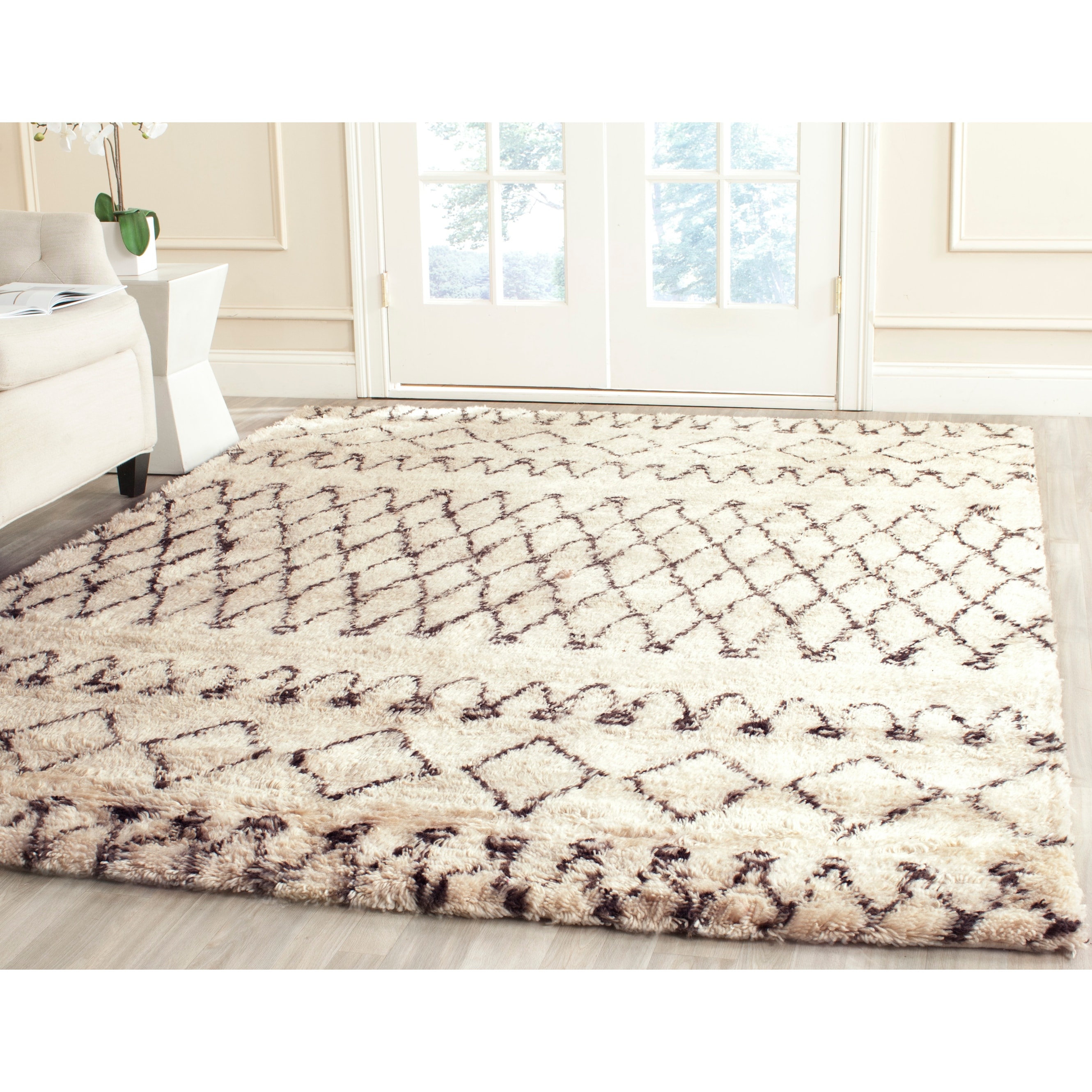Safavieh Casablanca Collection CSB975A Handmade Moroccan Wool Area Rug 8' x 10' Ivory/Brown 