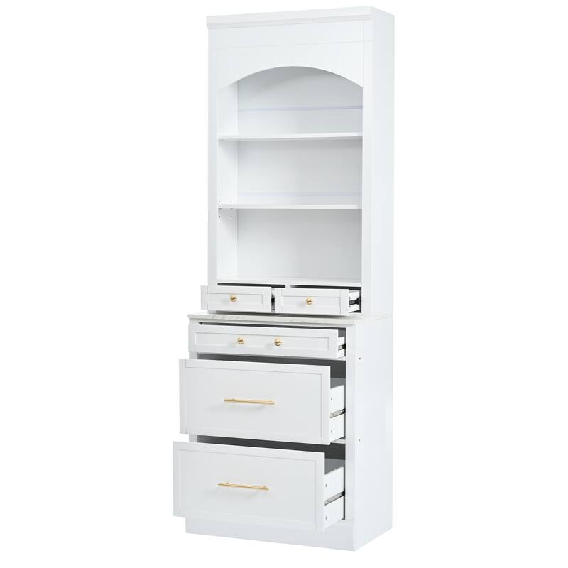 Freestanding High Kitchen Pantry Tall Kitchen Hutch, Set of 2, Gray