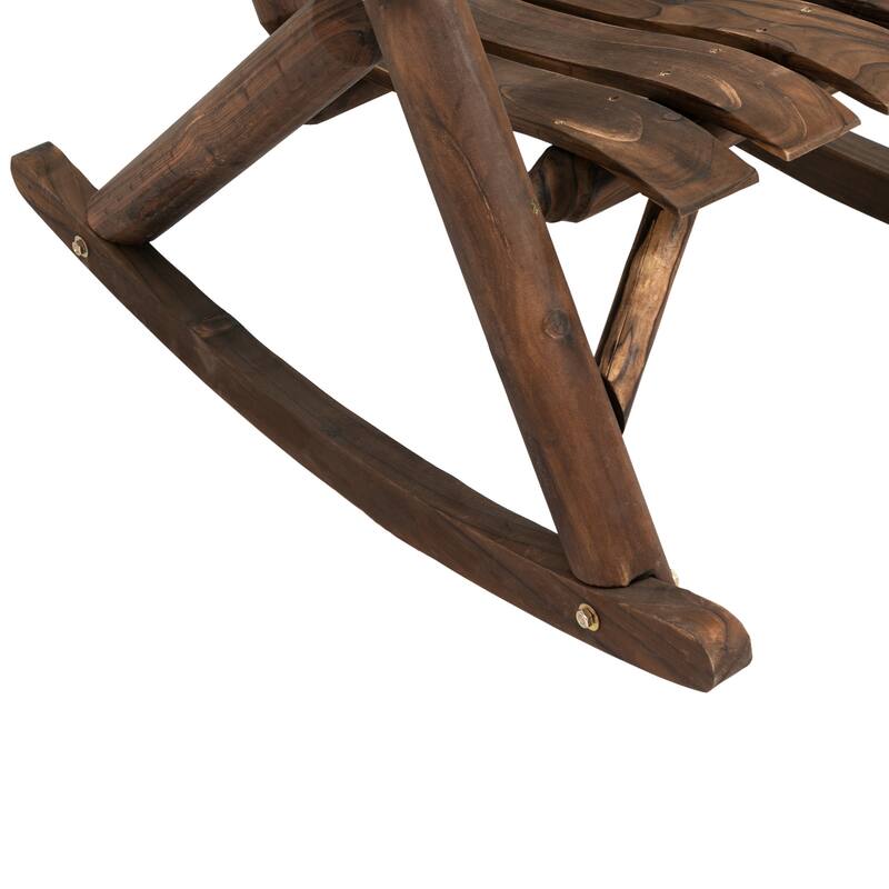 Outdoor Wooden Rocking Chair, Single-person Adirondack Rocking Patio Chair, Slatted Seat and Backrest for Indoor, Backyard
