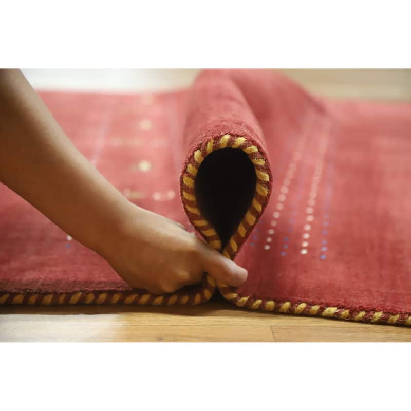 Hand Knotted Oriental 100% Wool Carpet Tribal Animal Pictorial Red Gabbeh Area Rug - 7' 7'' X 4' 10''