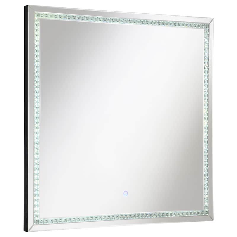 Noelle 39 x 39 Inch Wall Mirror with LED Lighting Silver - Mirror