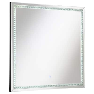 Noelle 39 x 39 Inch Wall Mirror with LED Lighting Silver