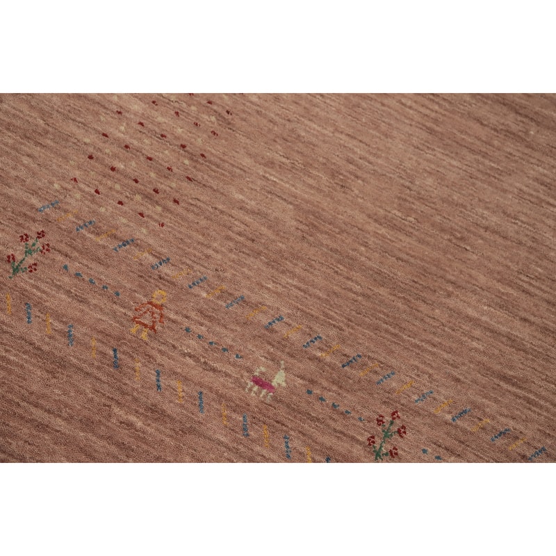 Hand Knotted Oriental 100% Wool Carpet Tribal Animal Pictorial Brown Gabbeh Area Rug - 7' 9'' X 5' 0''