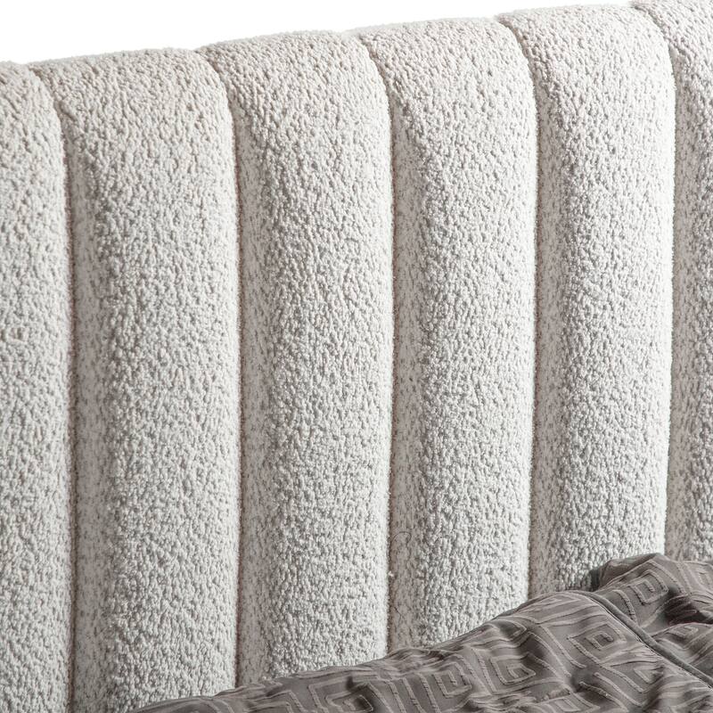 Furniture of America Lucinda Modern Boucle Fabric Platform Bed