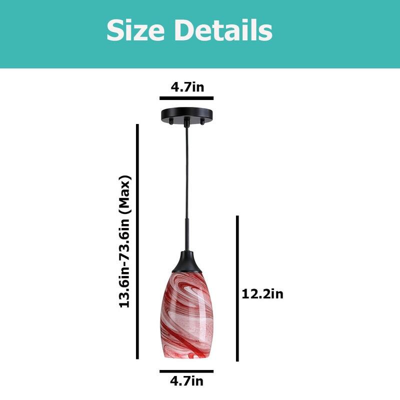 4.72” Hanging light red pendant light fixtures glass pendant light