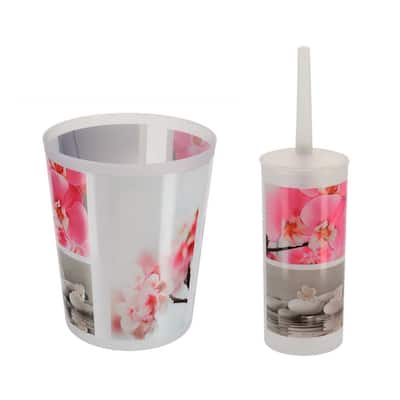 Orchid Bathroom Accessory Set 2-Pieces Plastic - 9.4" H x 7.8" W x 6.2" L