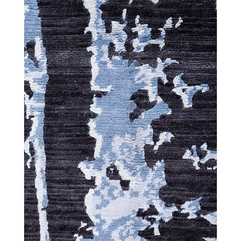 Modern One-of-a-Kind Hand-Knotted Area Rug - Black, 8' 2" x 10' 1" - 8' 2" x 10' 1"