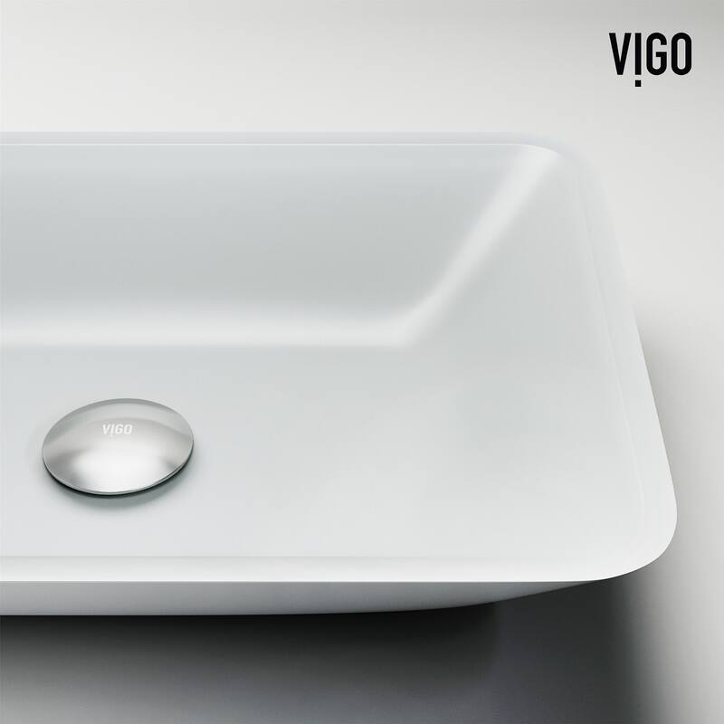 Vigo VGT2071 Sottile 18" Rectangular Glass Vessel Bathroom Sink with - Matte Brushed Gold