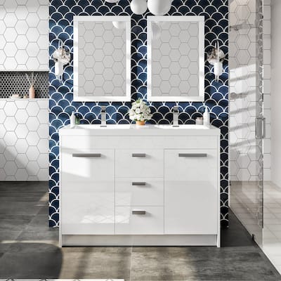 Eviva Lugano 48" White DS Bath Vanity with Integrated Sink