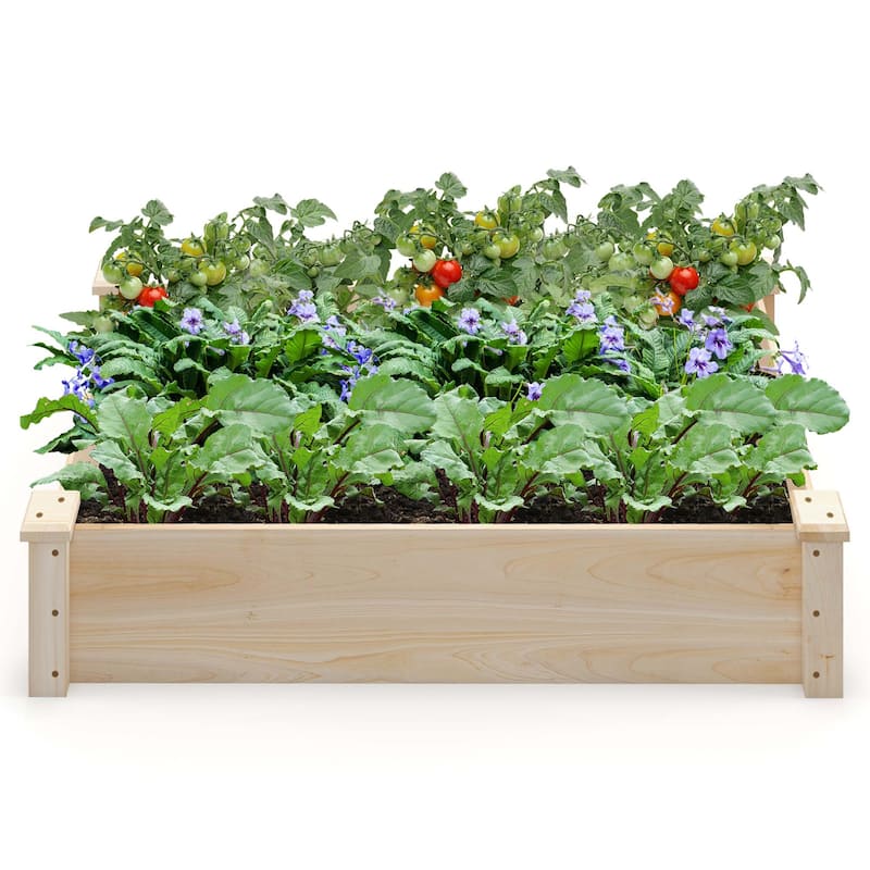 Costway Raised Garden Bed Fir Wood Wooden Square Wood Planter Box for - See Details