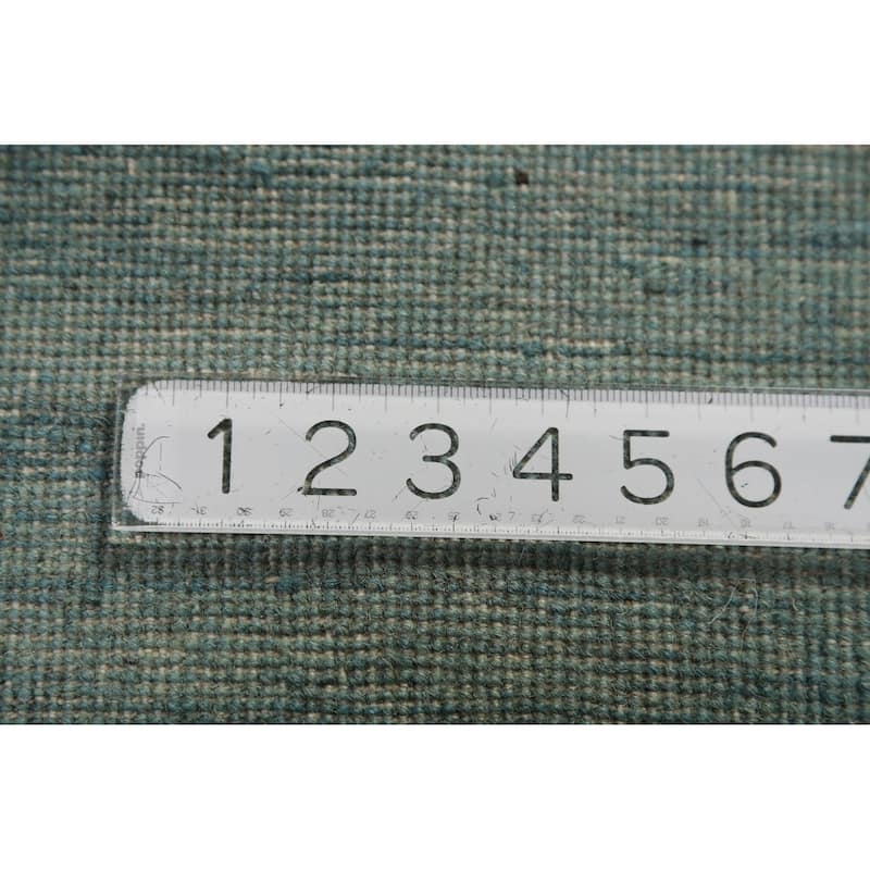 Gabbeh Modern Rug Hand-Knotted Stripe Blue Wool Carpet - 3'10" x 5'10"