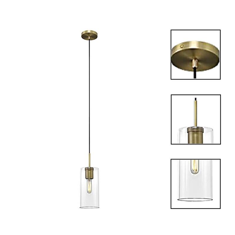 2 Pack hanging lighting gold pendant lights brass, glass island light