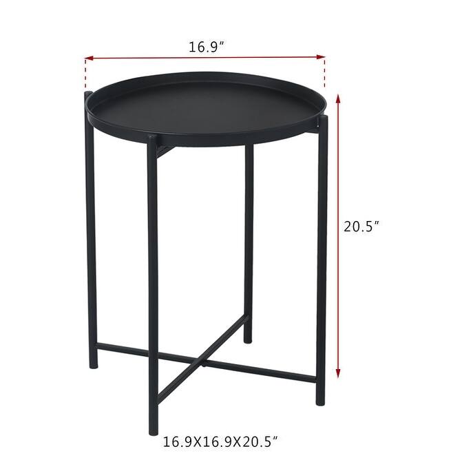 Adeco Gold End Table Metal Waterproof Snack Beside Table Accent Coffee Table - 16.9""(D)x 16.9""(W)x 20.5""(H)