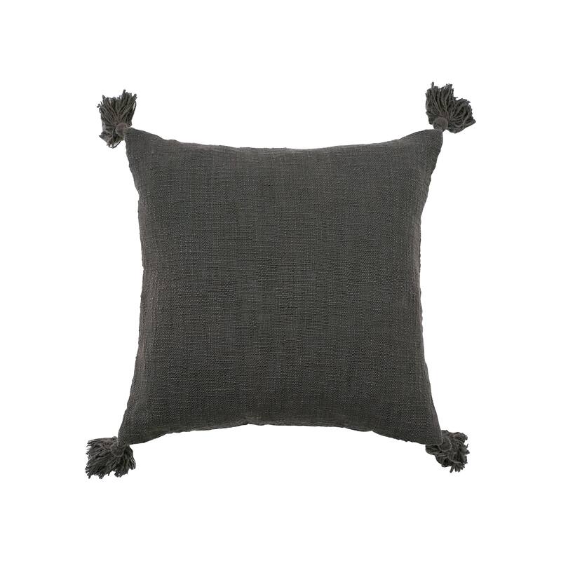 Anna Cotton Decorative Throw Pillow With Tassels - Grey