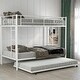 preview thumbnail 31 of 43, Twin over Twin Size Metal Bunk Bed with Trundle, Ladder and Fence for Bedroom White