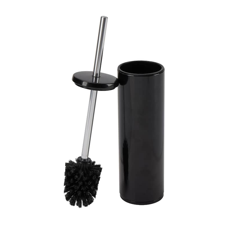 Bath Bliss Modern Aluminum Deluxe Stainless Steel Toilet Brush with Removable Liner in Black