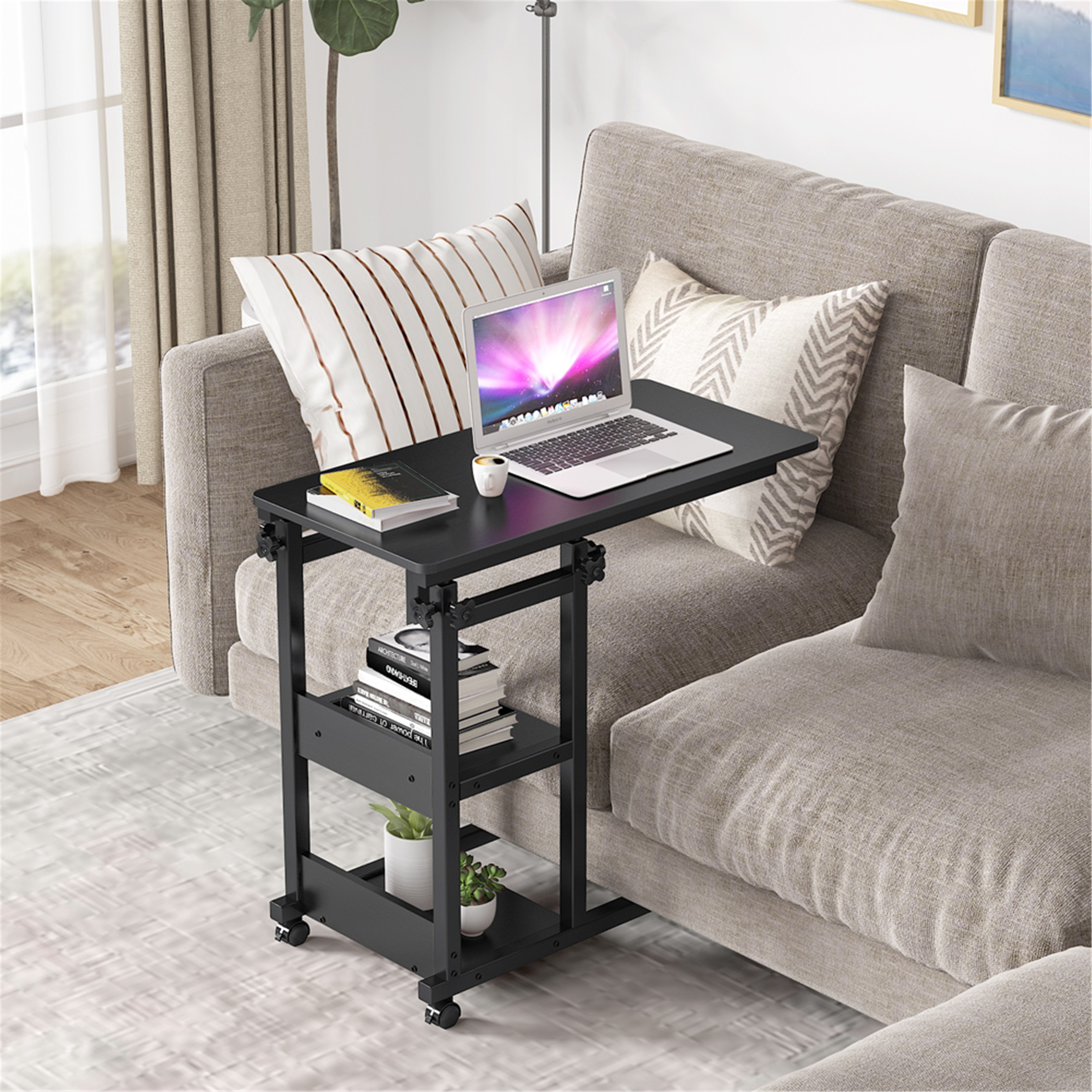 Height Adjustable C Table, Sofa Side Tables, Mobile End Table With Storage  Shelves - On Sale - Overstock - 32953476