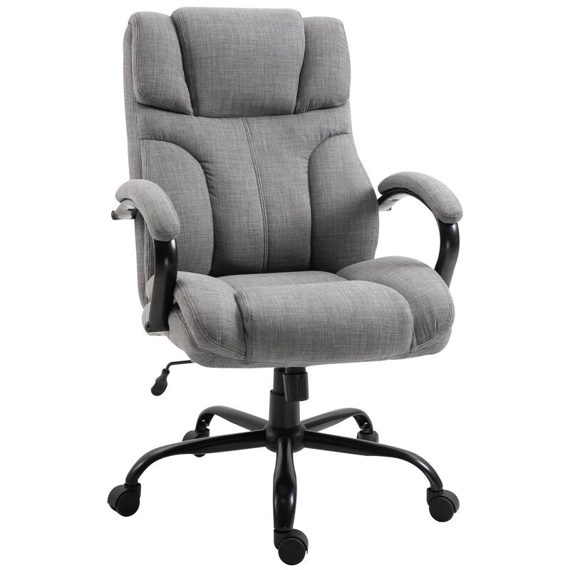 500lbs Big and Tall Office Chair with Wide Seat, Ergonomic Executive Computer Chair with Adjustable Height, Swivel Wheels - LIGHT GREY