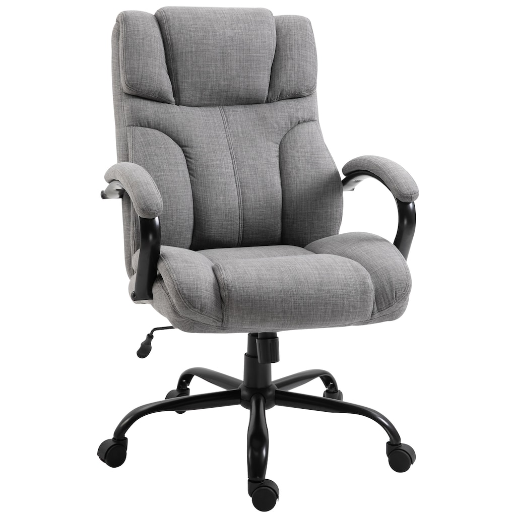 Ergonomic Big and Tall Office Chair, 500lbs Capacity, Adjustable Height, Linen Fabric, Swivel Wheels for Comfort and Support