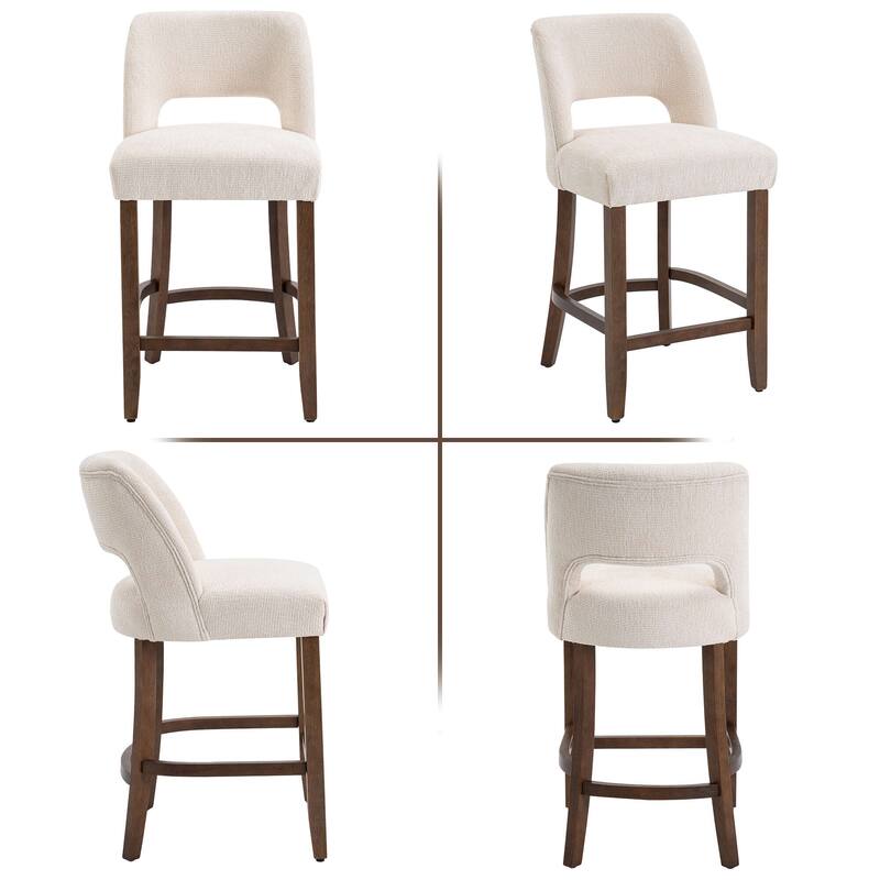 Set of 2/4/6,Upholstered Counter Height Bar Stools,Modern Counter Stools with Wood Legs for Kitchen Island Dining Room Bar