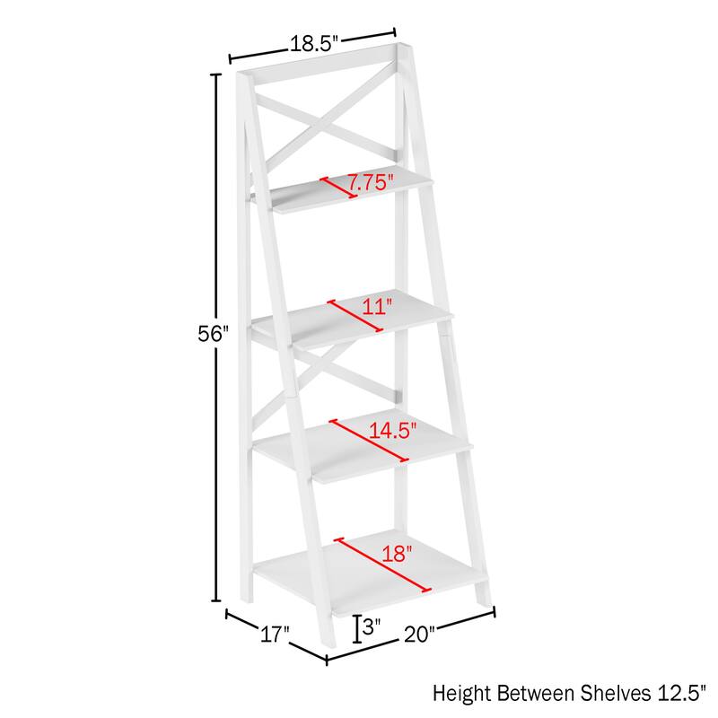 Lavish Home 4-Tier Leaning Ladder Bookshelf