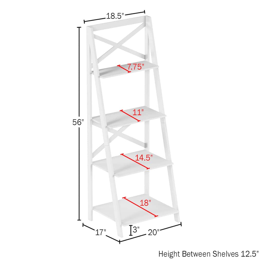 Lavish Home 4-Tier Leaning Ladder Bookshelf