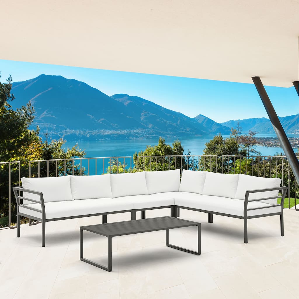 Manhattan Comfort Sunnyside Modern Corner Patio Conversation Set