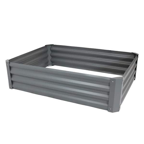 slide 2 of 15, Sunnydaze Powder-Coated Steel Raised Garden Bed - 47-Inch Rectangle Gray