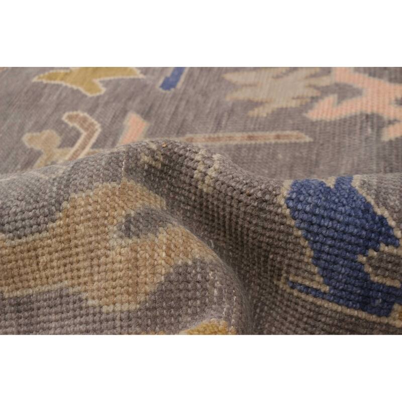 ECARPETGALLERY Hand-knotted Modern Oushak Dark Grey Wool Rug - 7'10 x 9'9