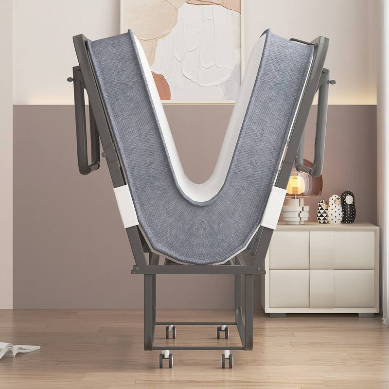 Mixoy Space Saving Foldable Bed with Mattress,Portable Bed with Lockable Wheels