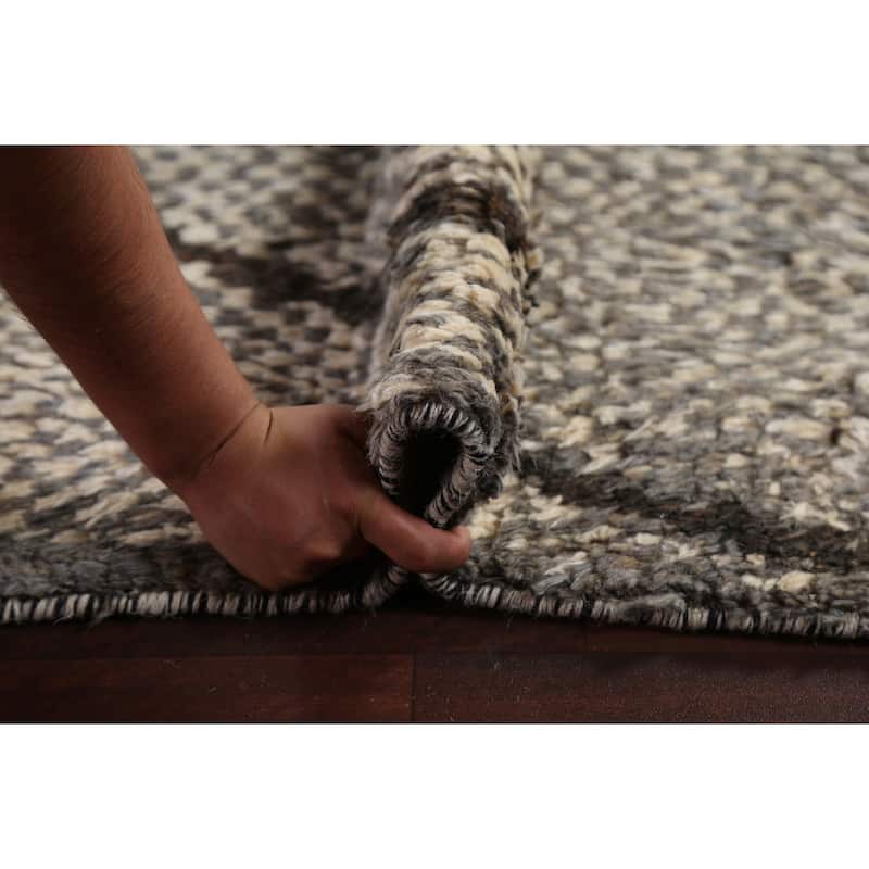 Abstract Contemporary Moroccan Oriental Area Rug Handmade Wool Carpet - 8'9" x 11'11"