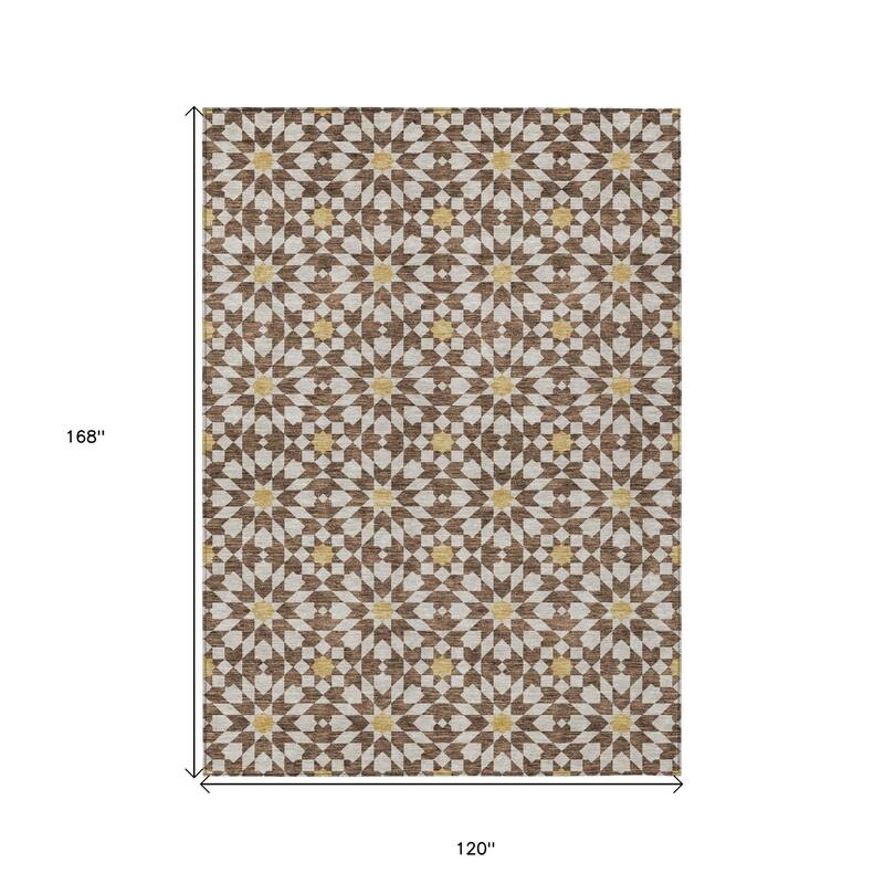 HomeRoots Floral Medallion Transitional Rectangle Outdoor Rug
