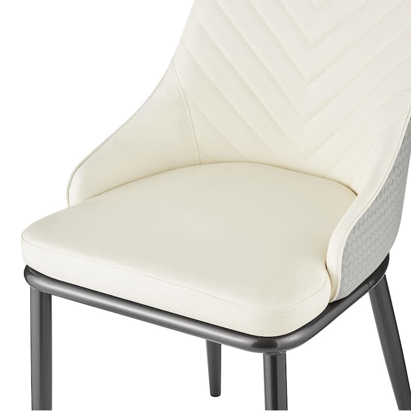 Faux Leather Upholstered Dining Chairs with Woven Back, Set of 2 - 18.11"W x 21.26"D x 36.61"H