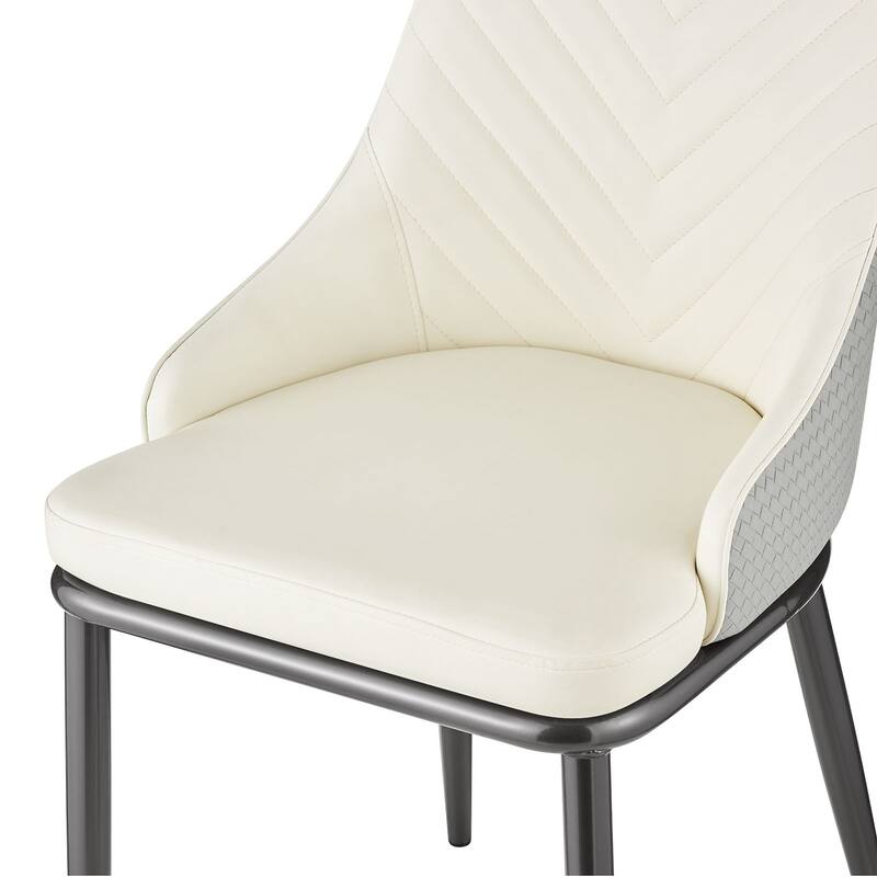 Faux Leather Upholstered Dining Chairs with Woven Back, Set of 2 - 18.11"W x 21.26"D x 36.61"H